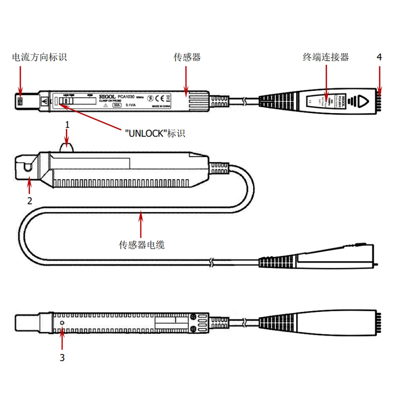 RIGOL普源示波器电流探头PCA2030的使用方法步骤